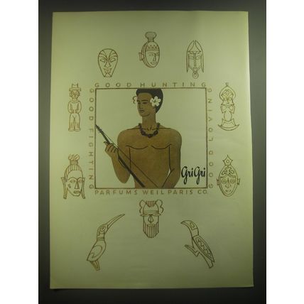 1945 Weil Gri Gri Perfume Ad - Good Fighting Good Hunting Good Loving