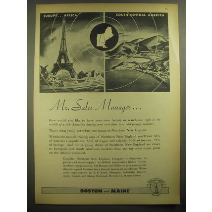 1945 Boston and Maine Railroad Ad - Mr. Sales Manager