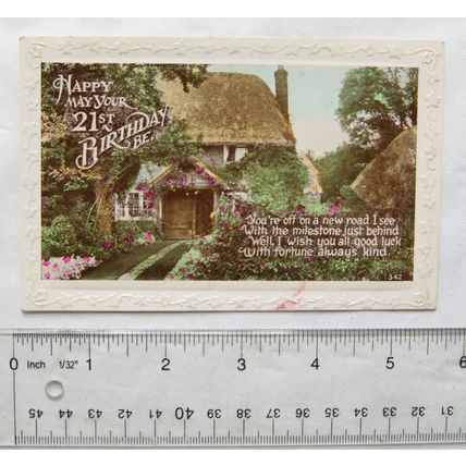 1938 postcard Happy May Your 21st Birthday Be