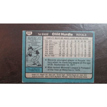 1980 Topps Clint Hurdle Kansas City Royals Card #525