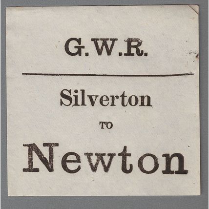 GREAT WESTERN RAILWAY LUGGAGE LABEL - NEWTON from Silverton (Lwr case)