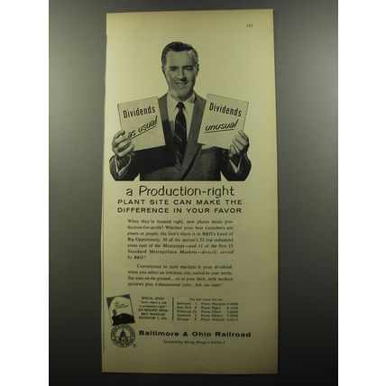 1956 Baltimore & Ohio Railroad Ad - A production-right plant site
