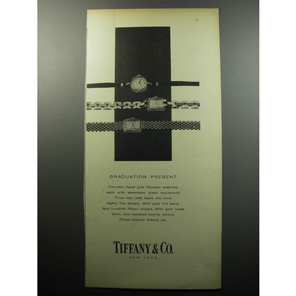1956 Tiffany & Co. Movado Watches Ad - Graduation Present