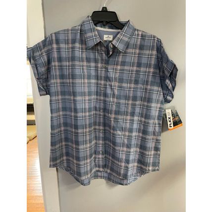 Ridgecut Women's Short Sleeve Plaid Shirt, Blue Plaid, NEW