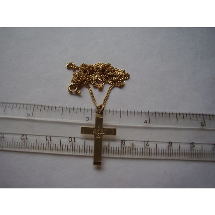 Necklace Gold Cross 2000 Millennium Hallmarked Solid Gold Pendant 9 ct K 375