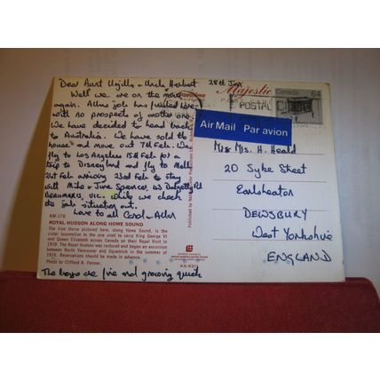 ROYAL HUSON TRAIN, HOWE SOUND, B.C. CANADA used postcard 1985 pm #