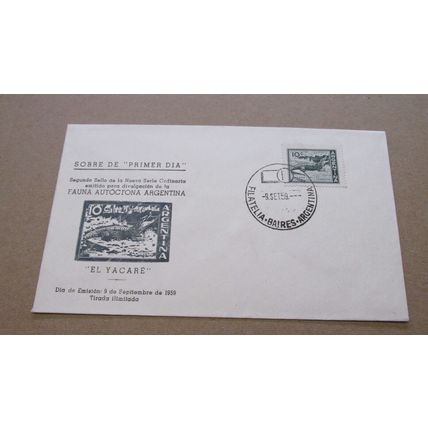 1959 Argentina FDC Cover - Philatelic Exhibition / Crocodile