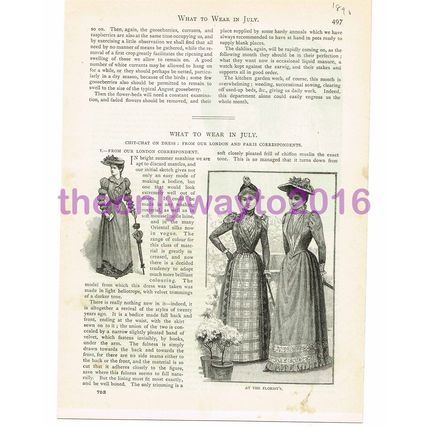 Clothes for July, Victorian Ladies Fashion, Book Illustration (Print), 1890