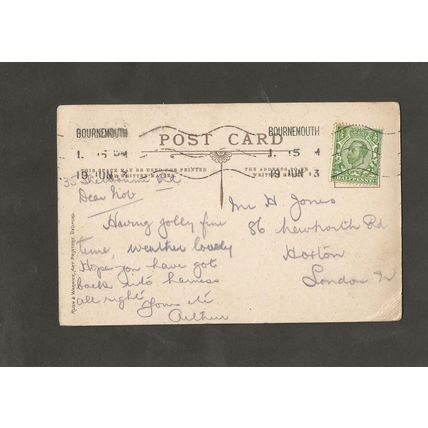 Genealogy Postcard Mrs N Jones 86 Newhatch Road Harlow Essex 1913
