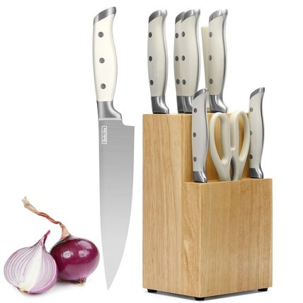 Chef Lover White Knife Set 9 Piece Razor Sharp Forged High Carbon Japanese