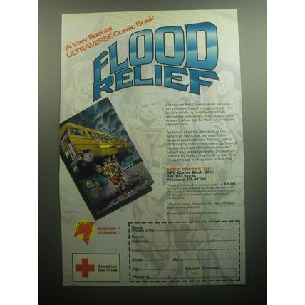 1993 American Red Cross Ad - A very special Ultraverse Comic Book Flood Relief