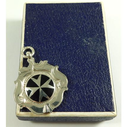Vintage Solid Silver Enamel Albert Chain Fob Medal St John Ambulance Squires Cup