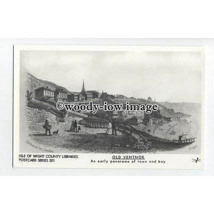 pp2026 - Artist Drawn, Early Panorama of Town & Bay of Ventnor - Pamlin postcard