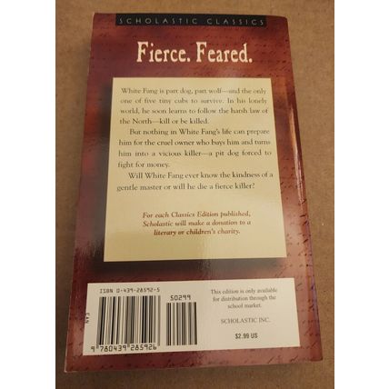 White Fang by Jack London (2001, Paper Back) Scholastic Classics