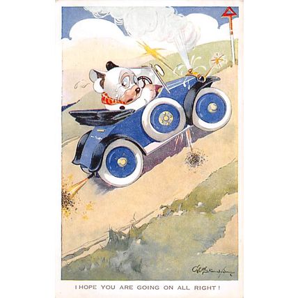G E Studdy : I hope you are going on all right! : "Bonzo" postcard 1821
