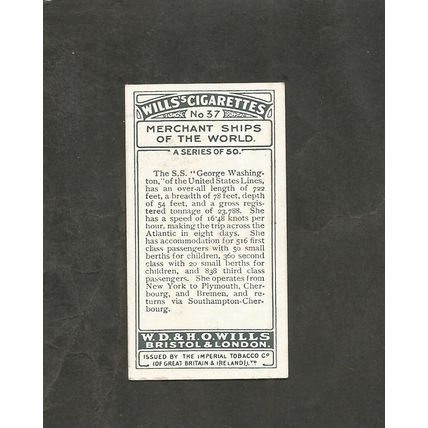 Wills Merchant Ships of the World 1924 #37 SS George Washington