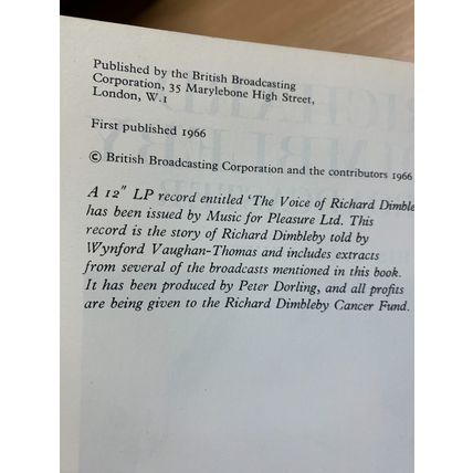 1966 1ST EDITION "RICHARD DIMBLEBY BROADCASTER" BBC VINTAGE PAPERBACK BOOK (P3)
