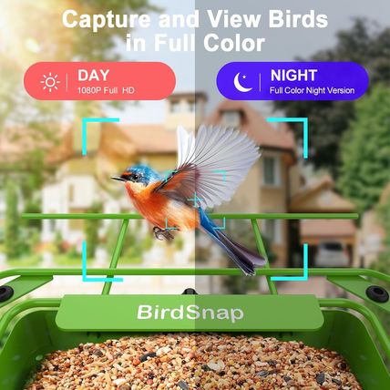 Birdsnap® APS - Metal Bird Feeder with Camera Solar Panel 32GB Card, AI Identify