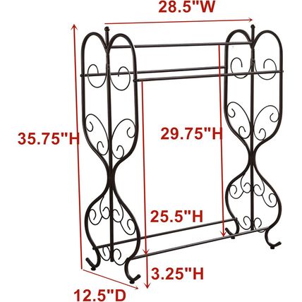 Kings Brand Furniture - Freestanding Pewter Metal Towel Rack Stand with 3 Bars f