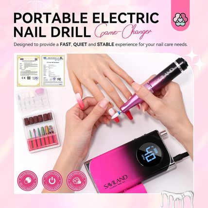 SAVILAND Professional Nail Drill for Acrylics: 2024 High Tech 40000RPM Electric