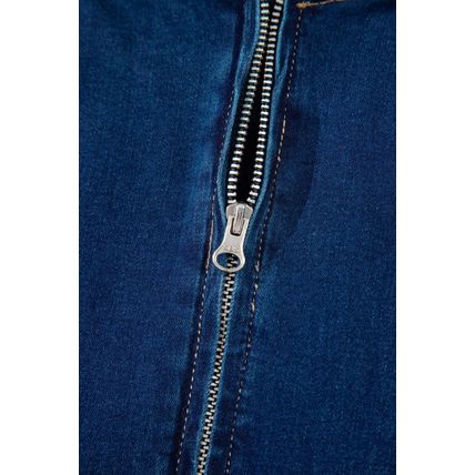 Dirty blue Sleeveless Zipped Bodycon Denim Short Dress