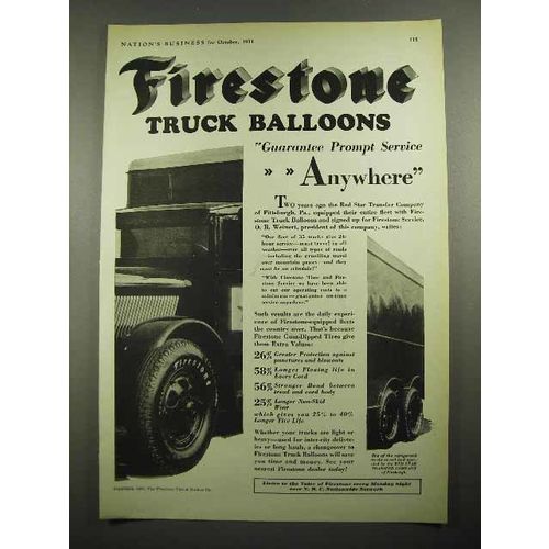 1931 Firestone Truck Balloons Tire Ad - Prompt Service