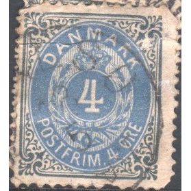 Denmark 1875 - 4ore blue & grey - Numeral - used