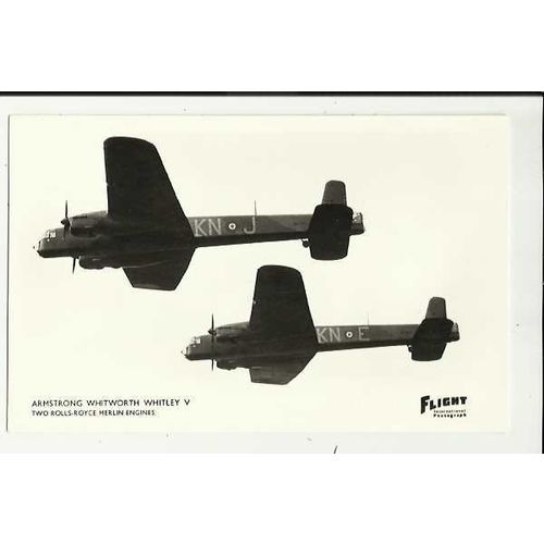 Aviation ARMSTRONG WHITWORTH WHITLEY V Postcard by Flight International