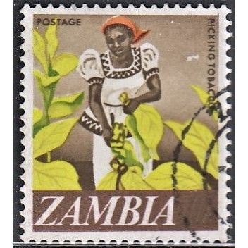 ZAMBIA, 1968 10n Picking Tobacco, SG134 (Scott #44), used