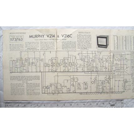 1954 Service Sheet Murphy V214 & V216C Television