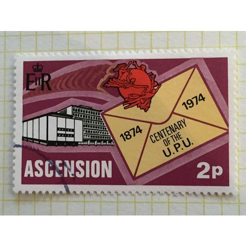 Ascension QEII 1974 UPU 2p Letter & HQ Berne Used SG 180 Sc 179 postage stamp