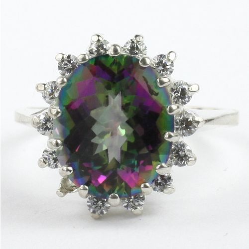 Mystic Fire Topaz, 925 Sterling Silver Ring, SR283