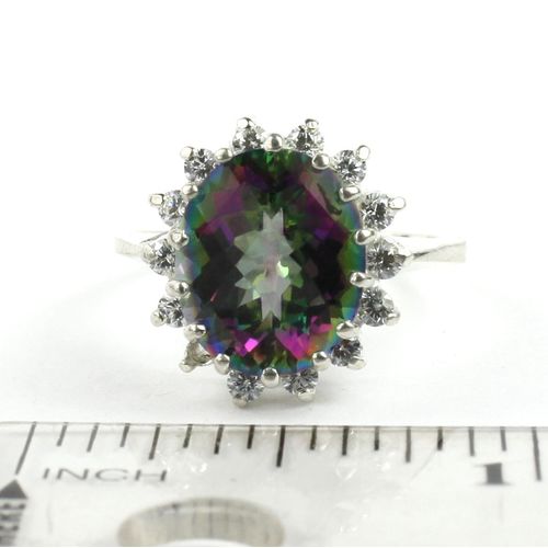 Mystic Fire Topaz, 925 Sterling Silver Ring, SR283