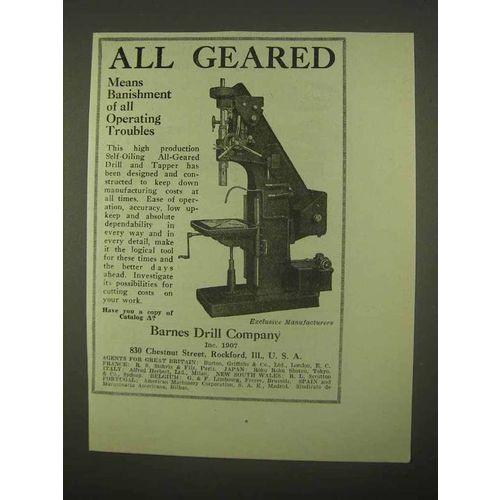 1922 Barnes All-Geared Drill and Tapper Ad