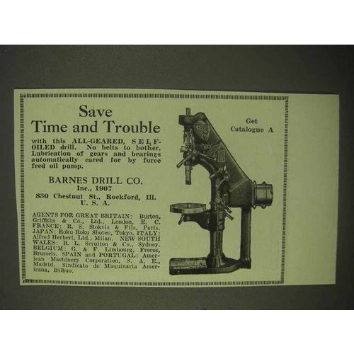 1922 Barnes Drill Ad - Save Time and Trouble