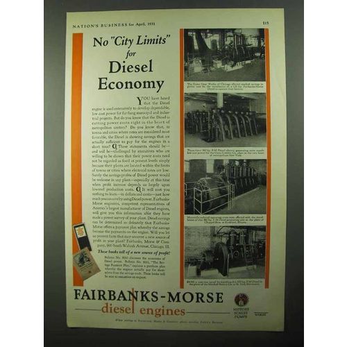 1931 Fairbanks-Morse Diesel Engines Ad - No City Limits