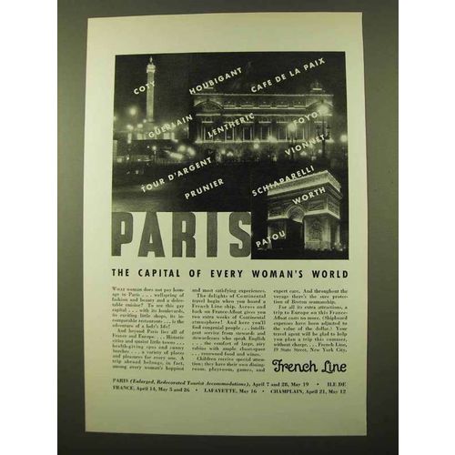 1934 French Line Cruise Ad - Paris of Woman's World