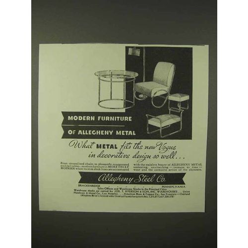 1935 Allegheny Steel Ad - Modern Furniture