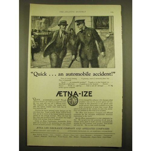 1924 Aetna Life Insurance Ad - QuickÉ an automobile accident!