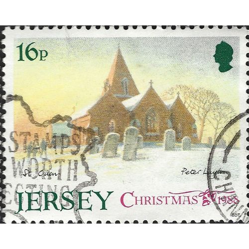 JERSEY, CHRISTMAS, St Ouen Church, brown 1988, 16p