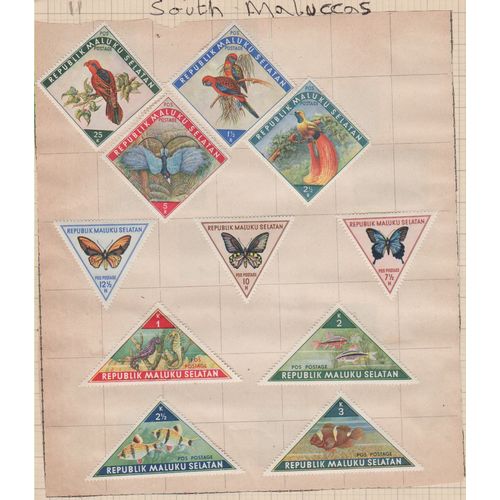 South Maluccas page of 11 with exotic birds butterflies & marine life