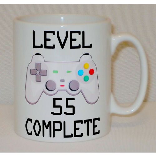 Level 55 Complete 55th Birthday Mug Can Personalise Video Game Retro Gamer Gift