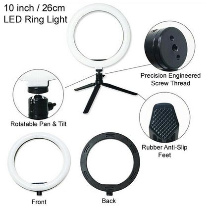 10 inch LED Ring Light with Tripod Stand & Phone Holder