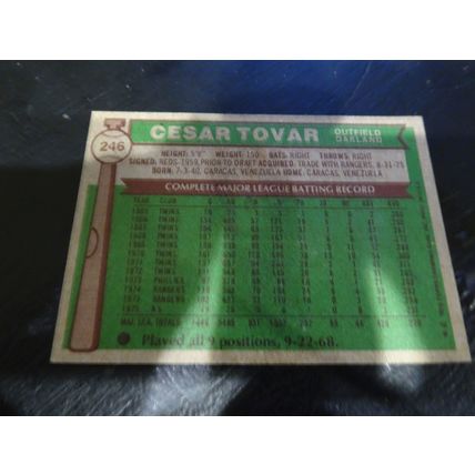 1976 Topps Card # 246 Cesar Tovar Very Good (3) Oakland Athletics