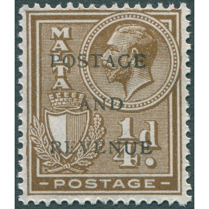 Malta 1928 ¼d brown SG 174 unused