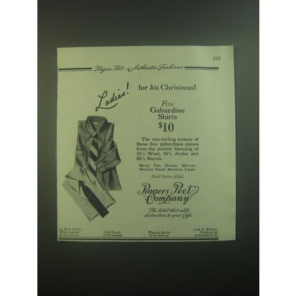 1945 Rogers Peet Gabardine Shirts Ad - Ladies! For his Christmas