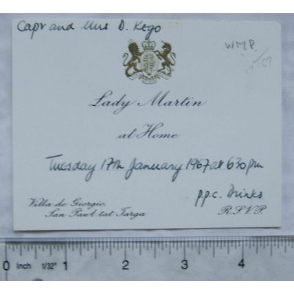1967 invitation At Home Lady Martin, San Pawl tat Targa, Malta