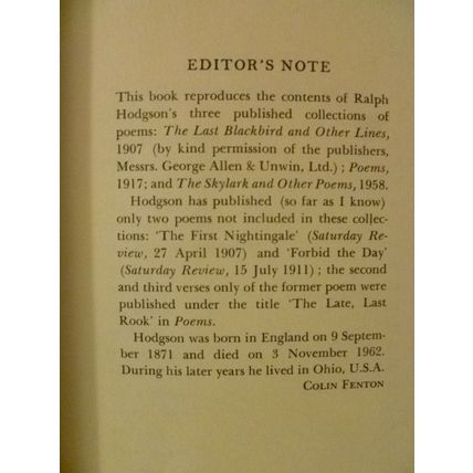 COLLECTED POEMS by RALPH HODGSON HCDJ 1963 FIRST 1st AMERICAN EDITION