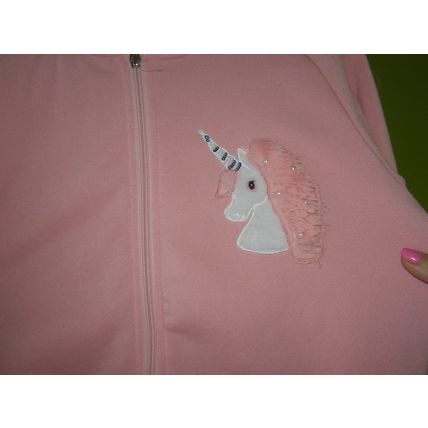 Girls long sleeve hoodies zipped jumper outfits pockets pink powder Unicorn. 269