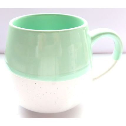 Green & White Stoneware Ceramic Mug 10 CM - 0035M